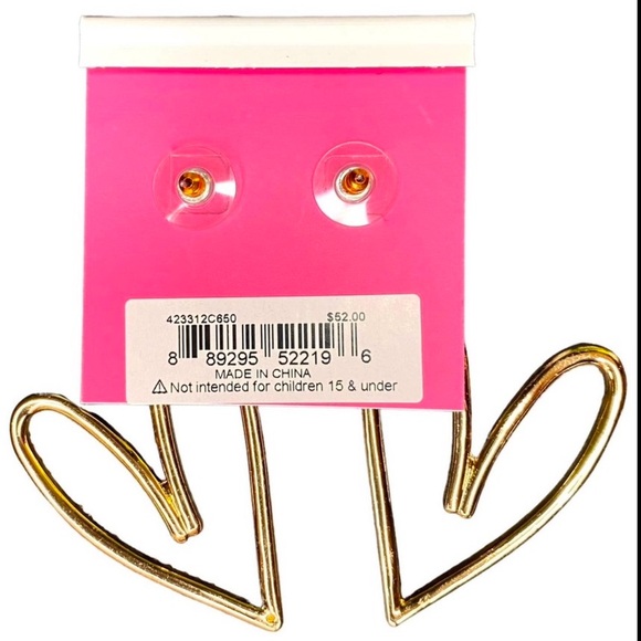 Betsey Johnson NWT XOX Crystal-Studded Pavé Double Heart Drop Earrings - Picture 6 of 7